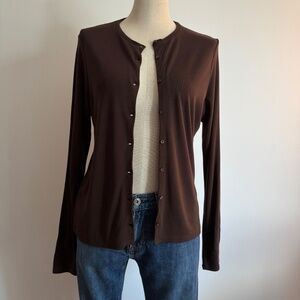 346 by Brooks Brother - Brown Button Down Rayon Cardigan